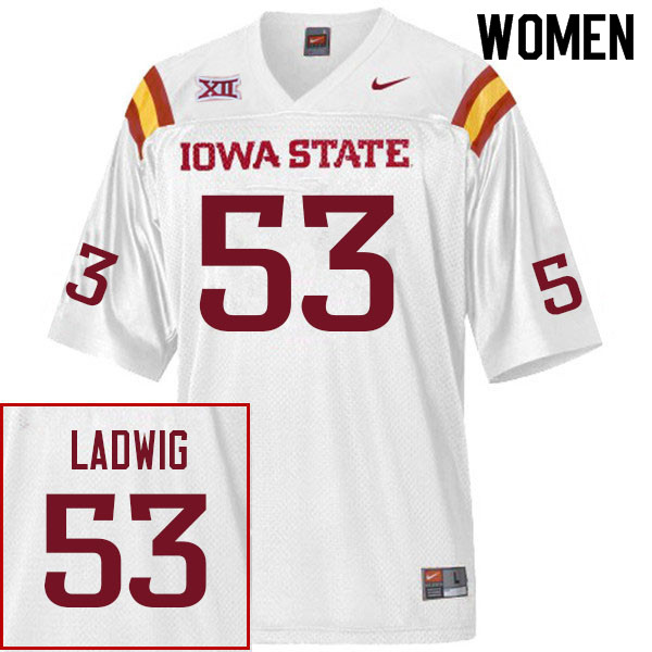 Women #53 Evan Ladwig Iowa State Cyclones College Football Jerseys Sale-White - Click Image to Close